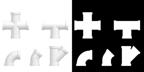 Obraz premium 3D rendering illustration of some pvc pipe joints