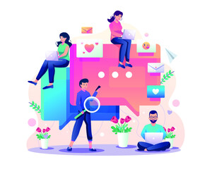 Online Dating Flat Illustration - Agnytemp