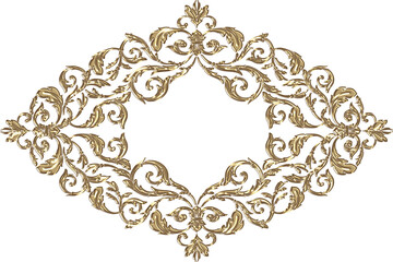 3D-image gold classic swirl central ornament for ceiling decoration