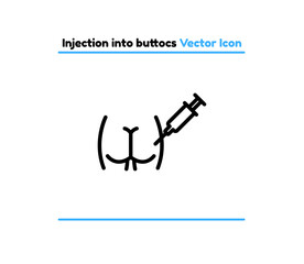Intramuscular injection vector outline icon illustration. Intramuscular injection icon