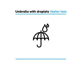 Umbrella with droplets vector outline icon illustration. Umbrella with droplets icon