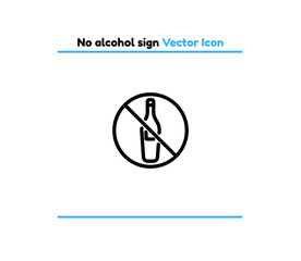 No alcohol sign vector outline icon illustration. No alcohol icon
