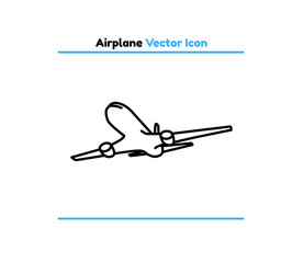 Airplane vector outline icon illustration. Airplane icon