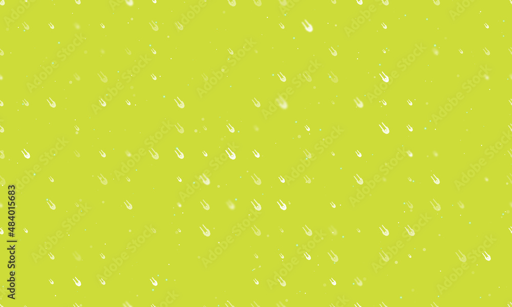 Poster Seamless background pattern of evenly spaced white solo bobsleigh symbols of different sizes and opacity. Vector illustration on lime background with stars