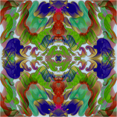 Multicolor ornamental element abstract symmetrical pattern, psychedelic style, hand-drawn on a graphics tablet, for creating patterns, packaging decor, printed products, banners