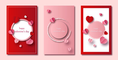 Red serpentine and red, pink hearts on valentines background. Happy valentines day. Happy Mother's Day. Romantic red and pink background. Vector computer graphics, postcards, frame leaflet, web banner