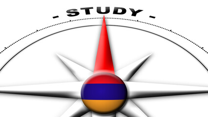 Armenia Globe Sphere Flag and Compass Concept Study Titles – 3D Illustration