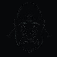 The Vector logo a monkey or gorilla named King Kong for tattoo or T-shirt design or outwear.  Cute print style a monkey or gorilla named King Kong background. This drawing would be nice to make.