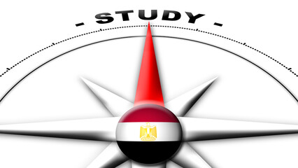 Egypt Globe Sphere Flag and Compass Concept Study Titles – 3D Illustration