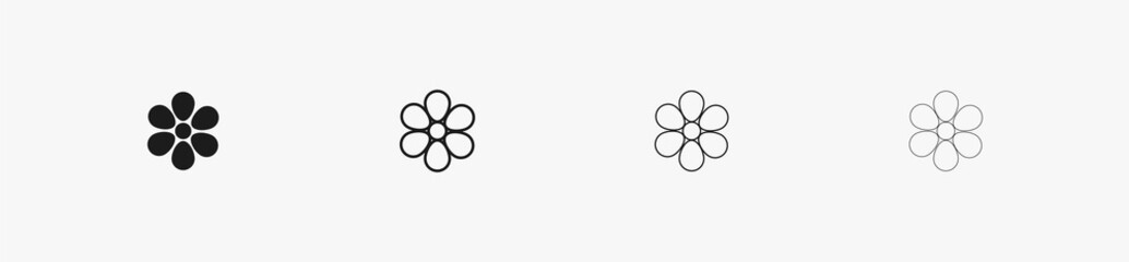 Cute flower art. Black flower icon for minimal modern design. Flat flower vector
