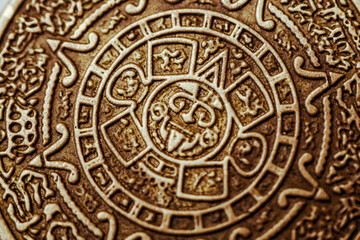 Amulet that attracts good luck. Amulet for a person. Talisman stone of the sun, Calendar of the Aztecs