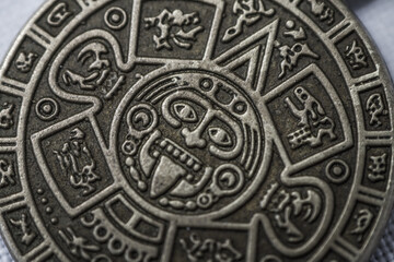 Amulet that attracts good luck. Amulet for a person. Talisman stone of the sun, Calendar of the Aztecs