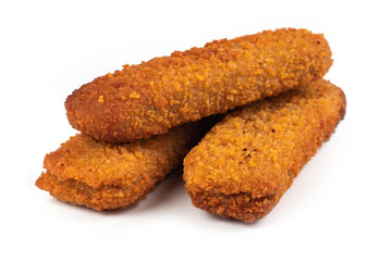 Fried fish on white background. close up