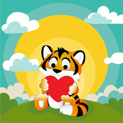 Obraz na płótnie Canvas Cute Tiger Character 
