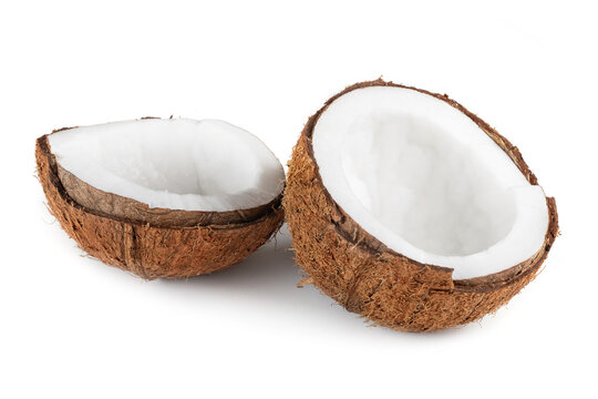 Coconut with half isolated on white background