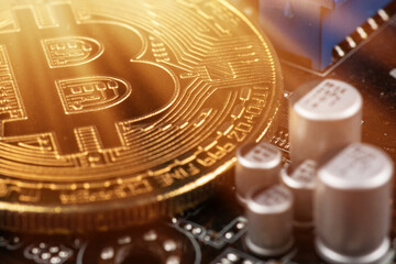 Gold Bitcoin electronic computer processor board