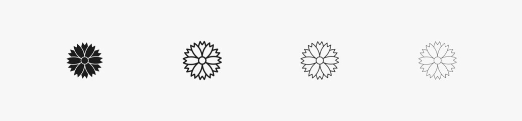 Flower black pictogram. Black outline flower for web design and decoration vector