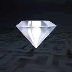 Diamond, on the background of technical lines, 3d, render, 3d render