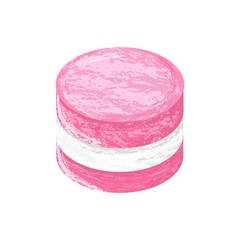 Pink Macaroons icon. Vector illustration. Hand-drawn macaron, pink and white chalk on the white background.