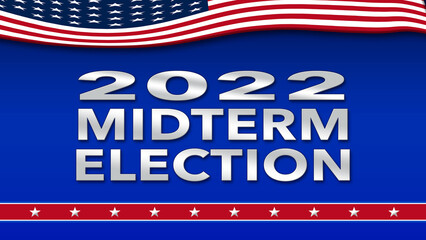 2022 Midterm Election with USA flag and stars - Illustration