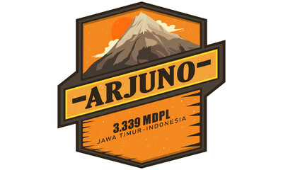 mountain logo. The mountain originating from Indonesia is named Mount Arjuno. with a height of 3,339 meters