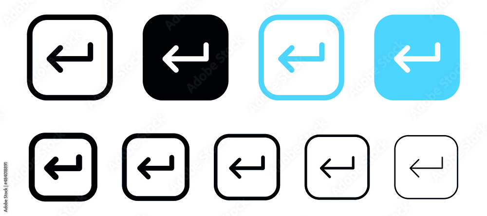 Aufkleber enter key icon redo line arrow turn left symbols direction icons