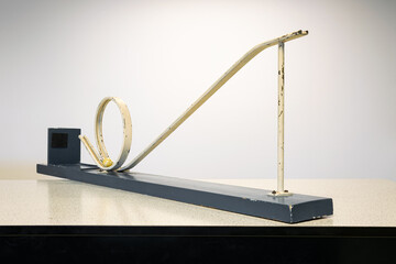Marble run with looping. Used in physics class to show the law of conservation of energy.