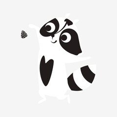 WebRaccoon icon isolated on white background. Logotype, print. Vector illustration