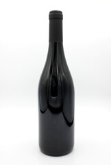 bottle of red wine on a white background