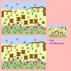 find 10 differences rebus for children under 6 years old, presented by seasons of the year