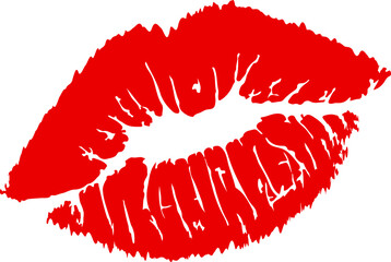 Print of red lips. Vector illustration
