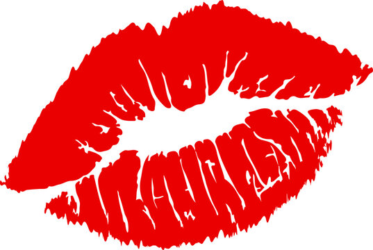 Print of red lips. Vector illustration