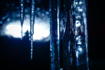 Icicles in an ice cave