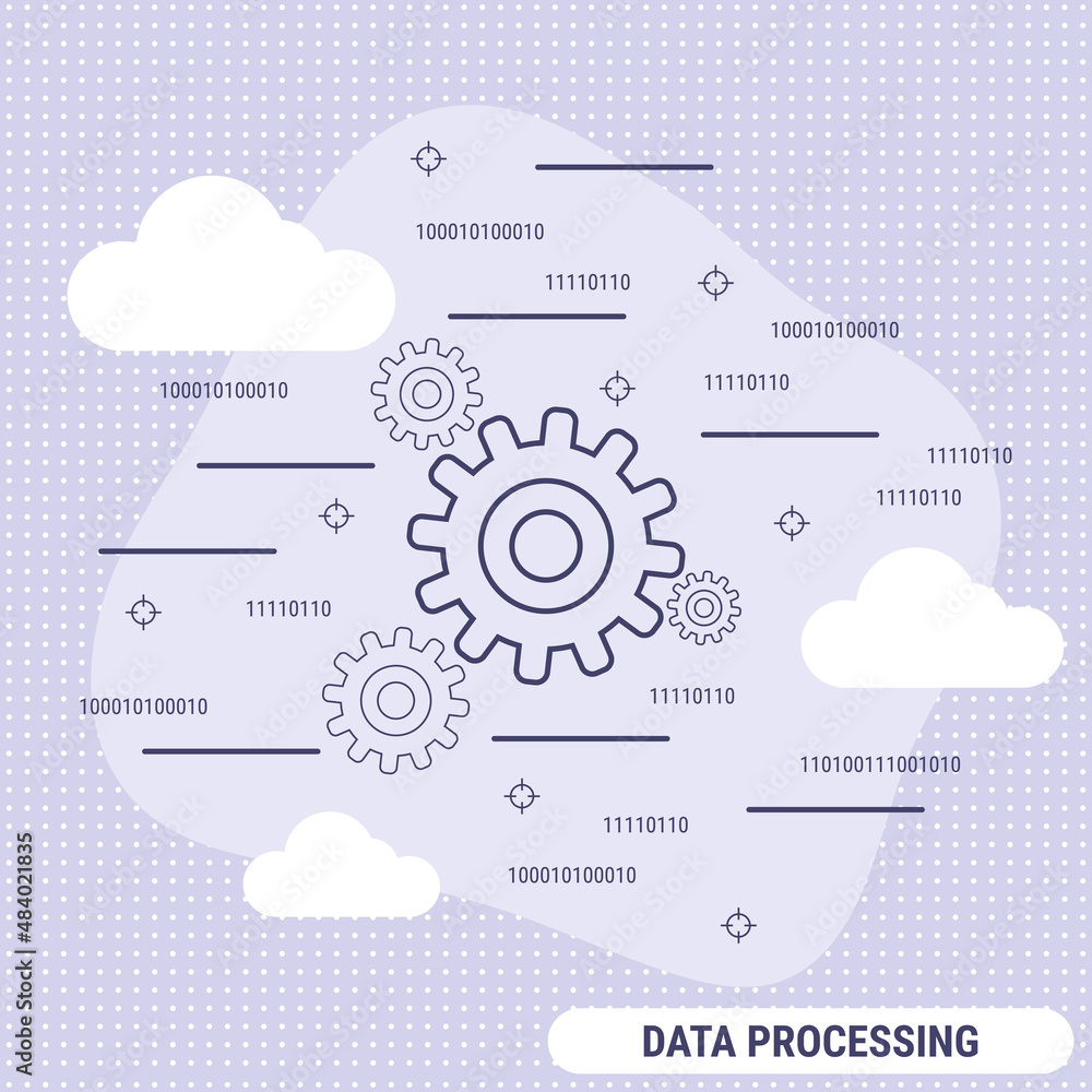 Aufkleber data processing, information computing flat design style vector concept illustration