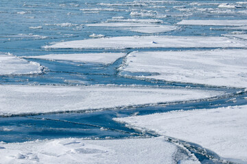 Frozen large body of water in winter