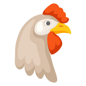 Illustration of brown chicken head. Images for food and agricultural industries.