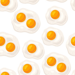 Seamles pattern with fried chicken eggs. Image for gastronomy and food industries.
