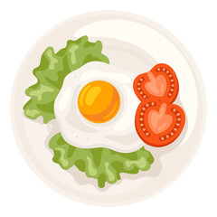 Illustration of fried chicken egg on plate. Images for gastronomy and food industries.