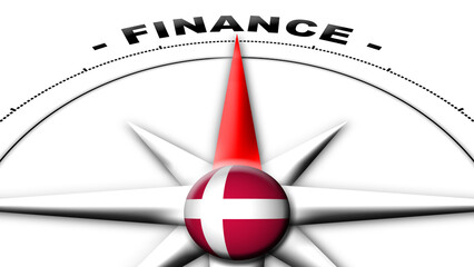 Denmark Globe Sphere Flag and Compass Concept Finance Titles – 3D Illustration