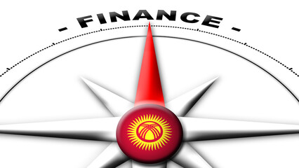 Kyrgyzstan Globe Sphere Flag and Compass Concept Finance Titles – 3D Illustration
