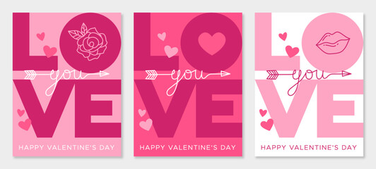 Love. Happy Valentine's day card with love lettering and doodle drawings.
Design for flyers, invitations, posters, brochures, banners. Vector illustration.
