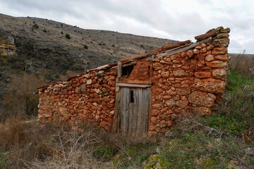 Village in Spain called Ligos. Spain rural houses in ruins.