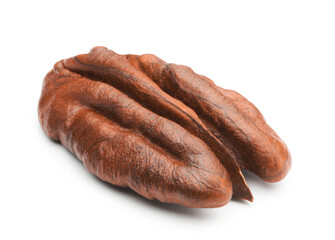 Isolated nuts. Ripe peeled pecan isolated on white background.