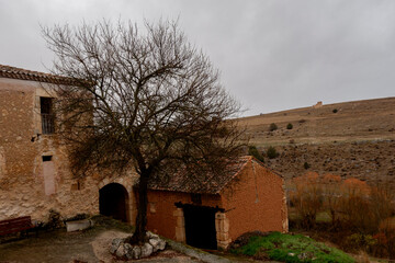 Village of Spain called Maderuelo, declared of cultural interest, in the category of historical site. Rural Spain.