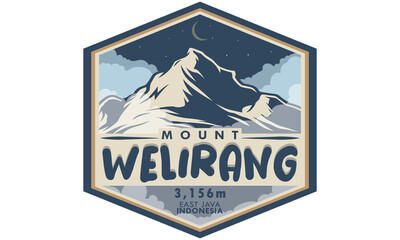 Mountain logo. The mountain originating from Indonesia is named Mount Welirang. with a height of 3,156 meters