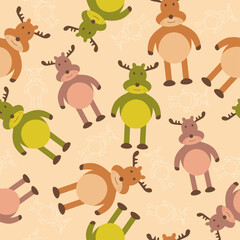 Fototapeta premium Cartoon deer on a pink background. Vector