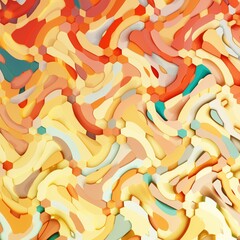 Abstract colorful gradient wave swirl paper cut background. Realistic carving art. 3d rendering.	