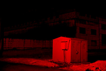 Barn in mystical red light