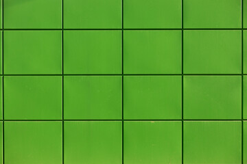 Green panels. Architecture details. Modern building. Store cladding.