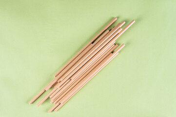 Eco friendly Reusable Straw. Paper cocktail tubes. Kraft paper straw for drinking coffee or tea. Disposable cocktail tube. Zero waste concept.